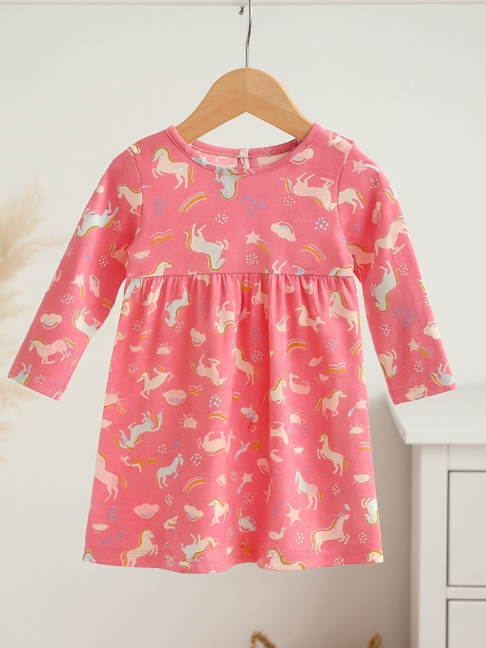 wonder nation Pink Unicorn & Rainbow Long Sleeve Dress